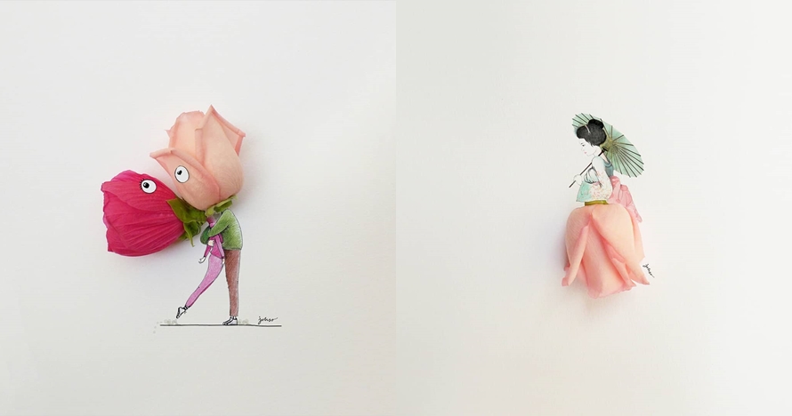 Pakai sekuntum mawar, hasil 10 sketsa ini bikin berdecak kagum