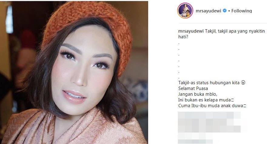 8 Caption foto Ayu Dewi ini bikin kita ingin main tebak-tebakan