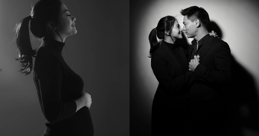 5 Potret maternity Rini Yulianti & suami, elegan bernuansa hitam putih