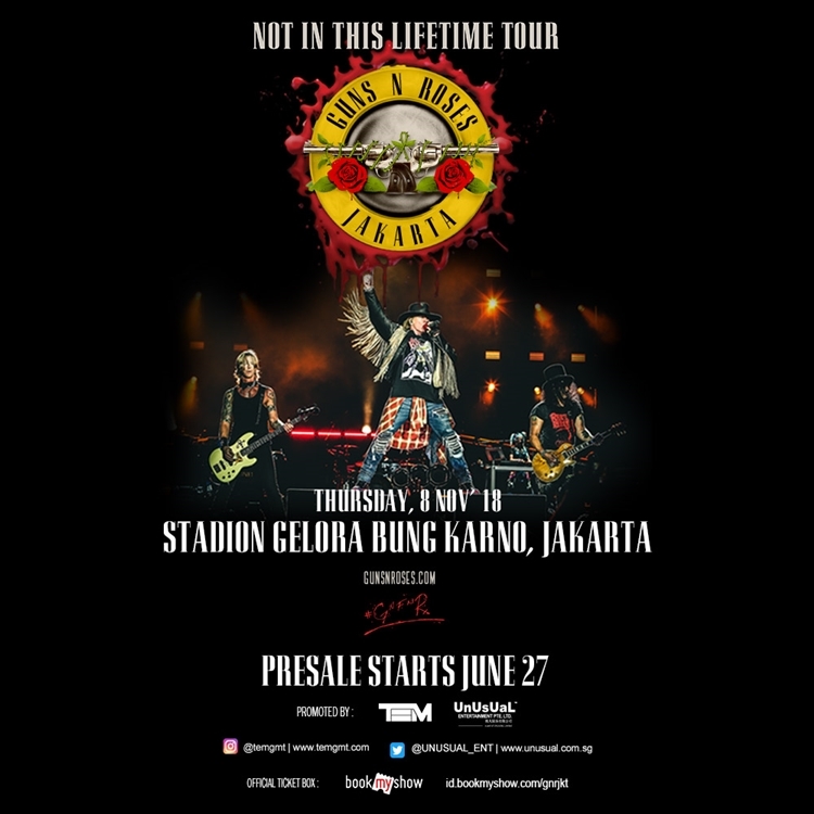 Siap-siap, Guns N’ Roses bakal menggebrak Jakarta November mendatang 
