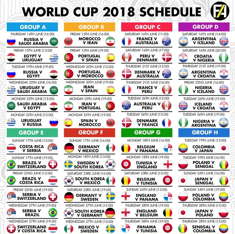 Siap-siap nonton bareng, ini jadwal lengkap Piala Dunia 2018 di Rusia