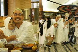 7 Momen buka puasa Robby Purba bareng keluarganya, kompak serba putih