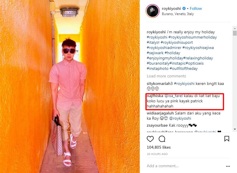 Unggah foto liburan, baju Roy Kiyoshi ini jadi bercandaan warganet