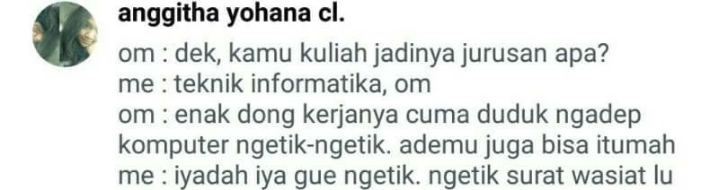 19 Percakapan serba-serbi 'kuliah jurusan apa?' ini bikin senyum kecut