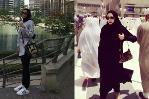 Biasa tampil seksi, ini 8 gaya Aura Kasih saat kenakan hijab