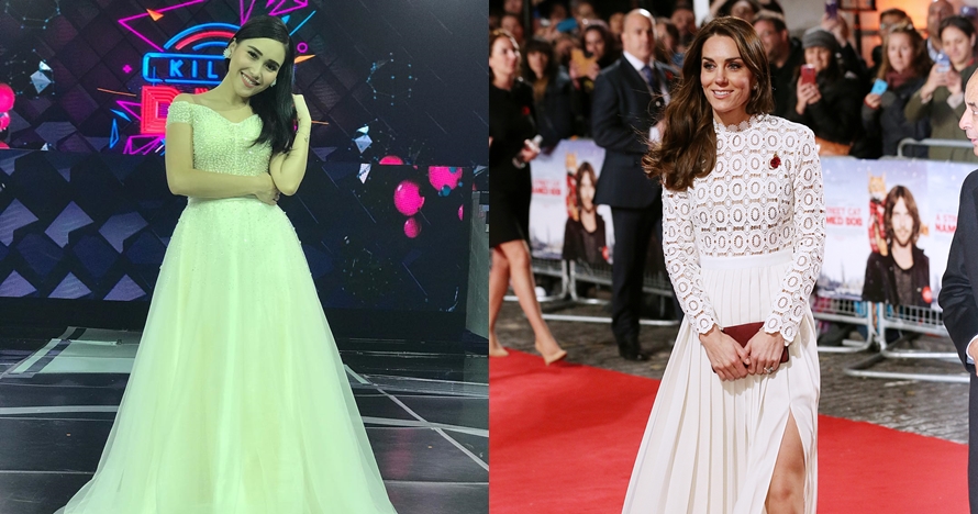 Pakai baju kembaran Kate Middleton, gaya Ayu Ting Ting jadi sorotan