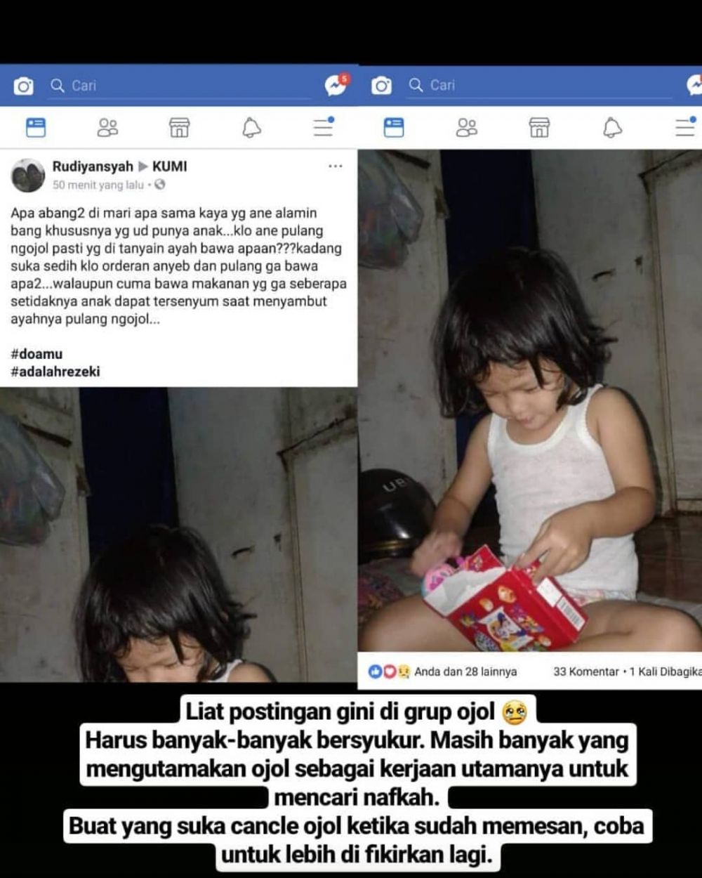 10 Potret driver ojol dengan anaknya ini bikin hati terenyuh