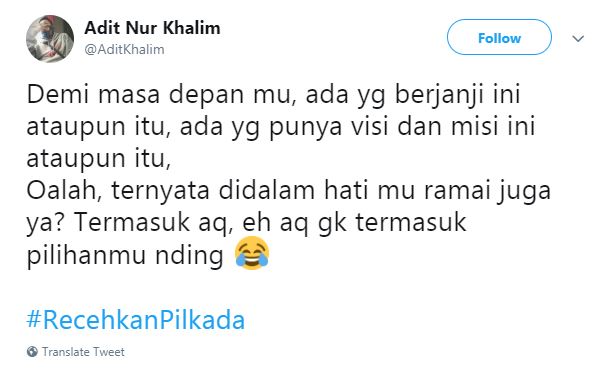 10 Cuitan kalau jomblo ikut Pilkada ini bikin ketawa miris