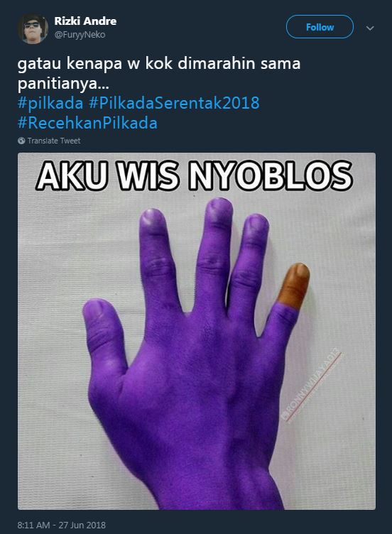 10 Meme 'tinta ungu' ini kocaknya bikin suasana Pilkada jadi adem