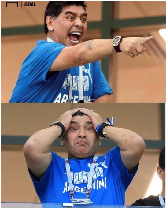 6 Reaksi Maradona saat nonton laga Argentina, heboh dan ekspresif