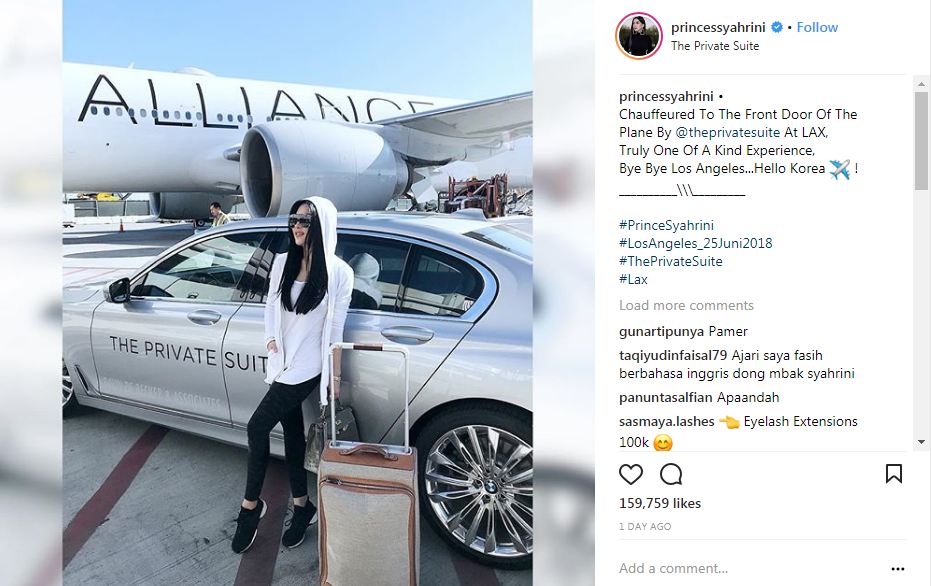 Jalan-jalan ke LA naik jet VIP, harga koper Syahrini ini bikin kaget!