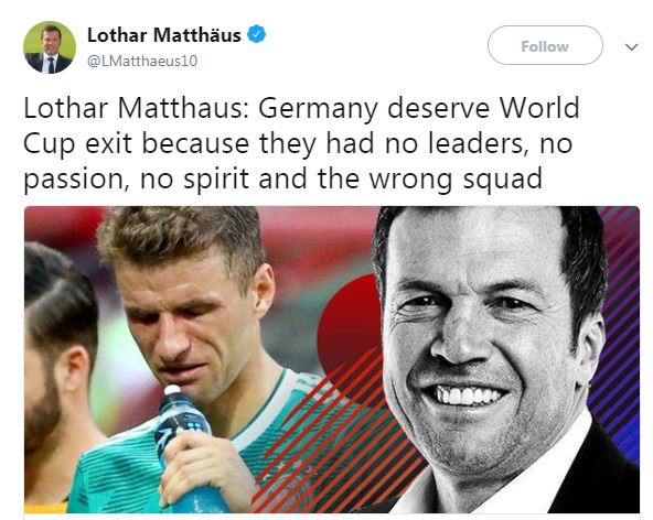 Jerman tersingkir dari Piala Dunia, ini respons keras 3 legendanya