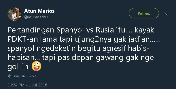 Spanyol kalah, status 9 warganet ini malah curcol & bikin baper