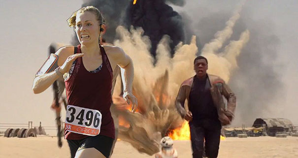 Suami ini iseng edit 9 foto istrinya lomba lari, hasilnya kocak banget