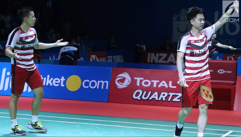 Ini penyebab Kevin/Marcus kecewa, sampai acungkan jempol ke bawah