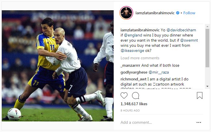 Ibrahimovic & Beckham taruhan jelang Swedia vs Inggris, ini reward-nya
