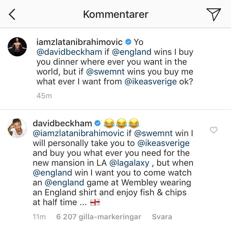 Ibrahimovic & Beckham taruhan jelang Swedia vs Inggris, ini reward-nya
