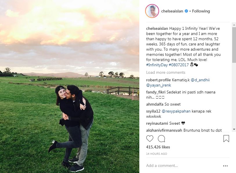 Rayakan setahun pacaran, ini ungkapan manis Chelsea Islan untuk Daffa