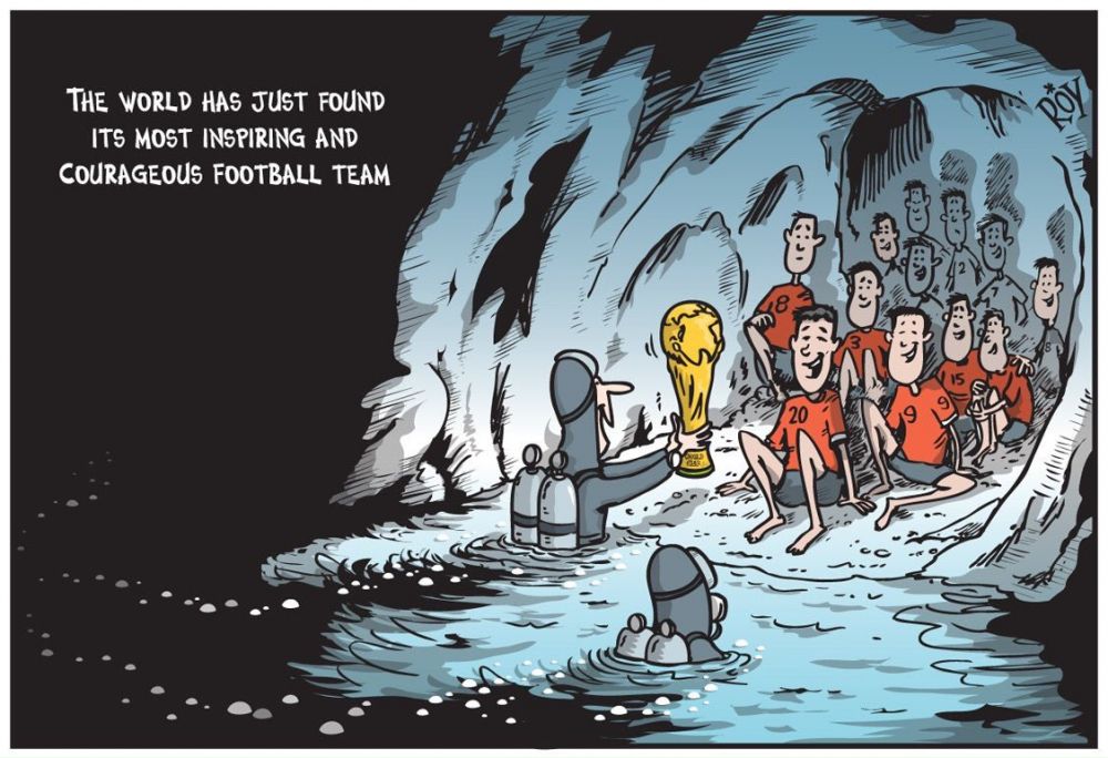 7 Ilustrasi dukungan untuk 13 orang yang terjebak di gua, bikin haru