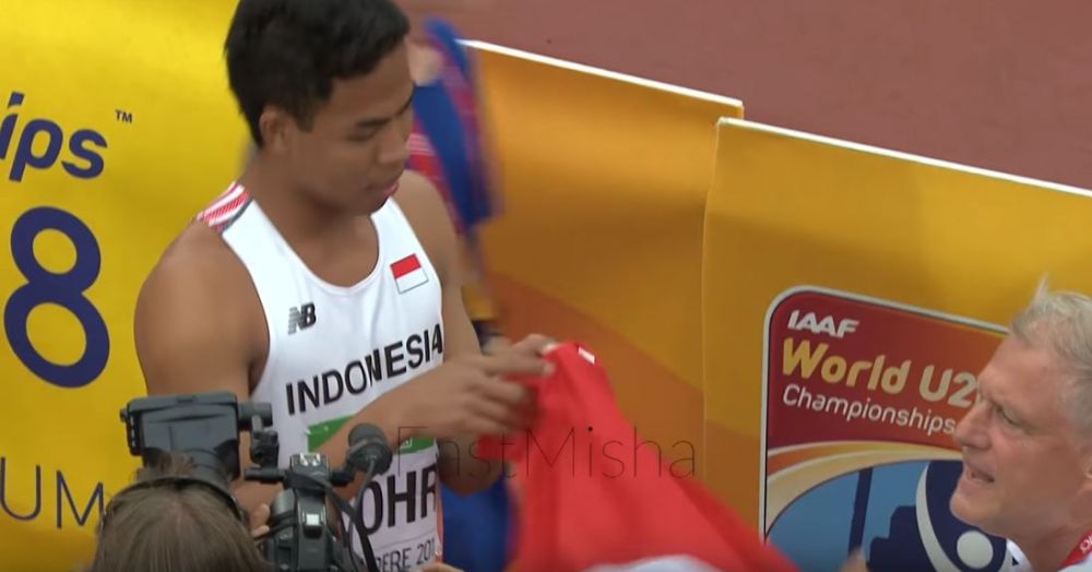 Juara dunia lari 100 M, ini momen Zohri kesulitan cari Merah Putih