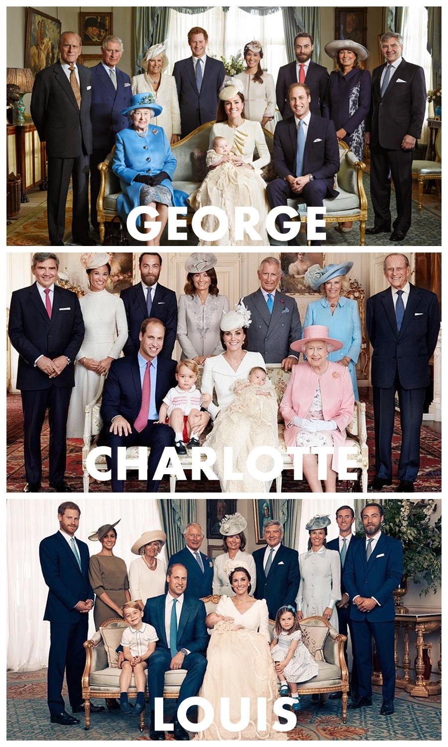 Beda gaya pemotretan 3 anak Pangeran William dan Kate saat pembaptisan