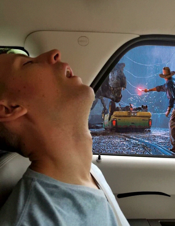 12 Foto editan cowok tidur di mobil ini kocaknya nggak ketulungan