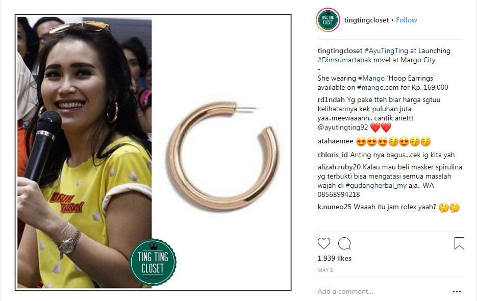 Ayu Ting Ting & Gigi pakai anting gold hoop, punya siapa paling mahal?