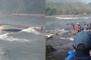 Dihantam ombak besar, ini detik-detik karamnya kapal nelayan di Jember