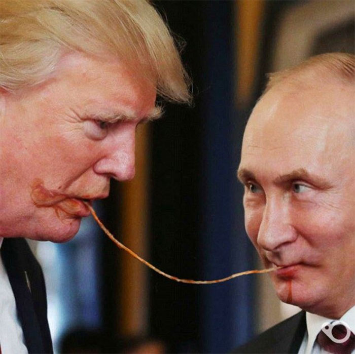 10 Editan foto 'Trump akrab sama Putin' ini konyolnya keterlaluan