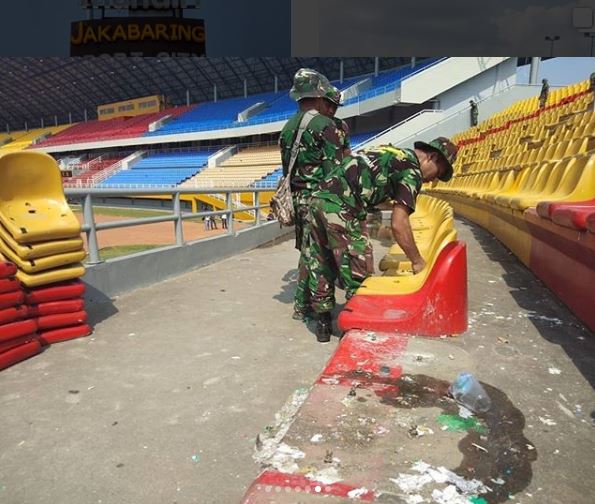 10 Foto perbaikan stadion venue Asian Games 2018 yang dirusak suporter