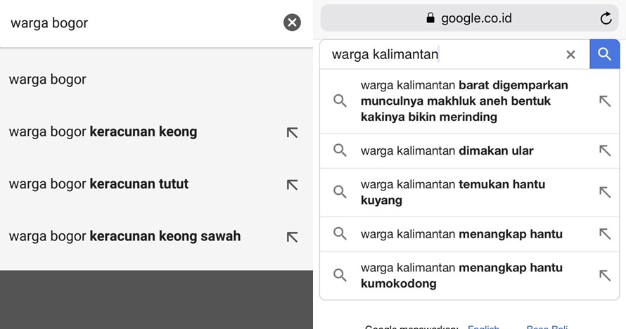 Ketik nama kota di Indonesia via Google, suggestions-nya buat trenyuh