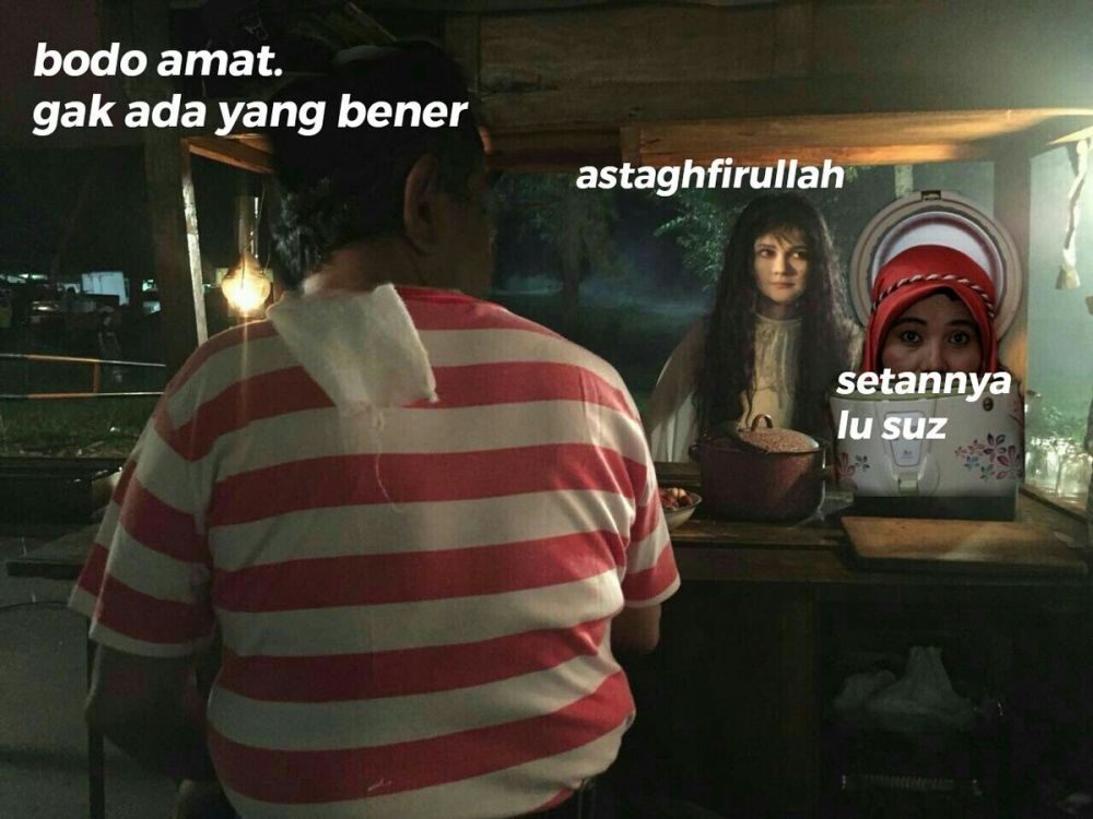 11 Meme 'Suzanna & tukang sate' versi 2018 ini bikin nyengir horor
