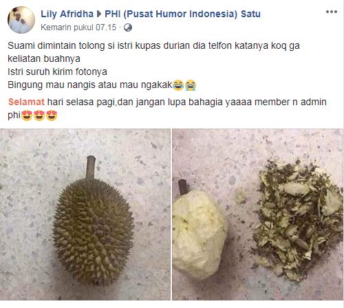 Istri minta suami kupas durian, hasilnya mengejutkan