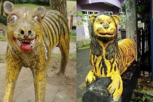 10 Potret patung macan unik ini cuma ada di Indonesia, nyentrik abis