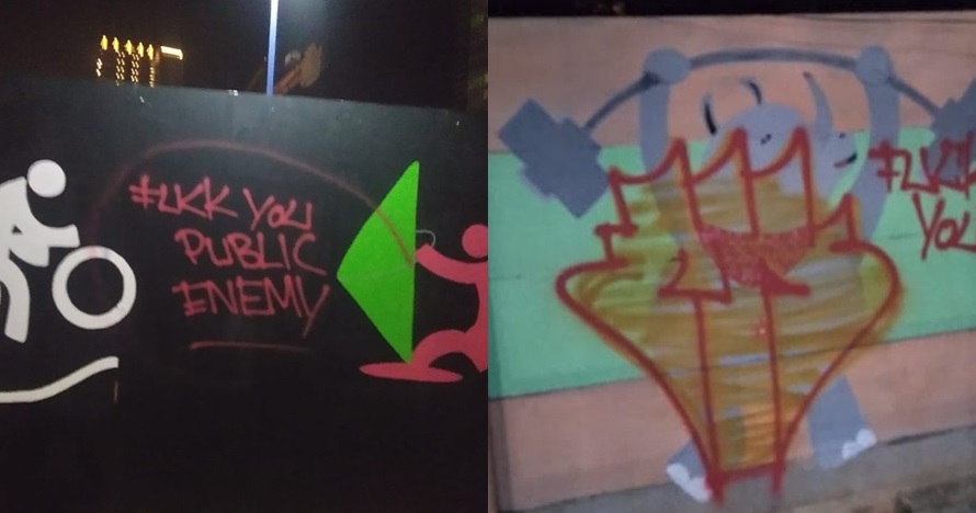 Baru selesai dibuat, mural Asian Games ini sudah dicoret-coret