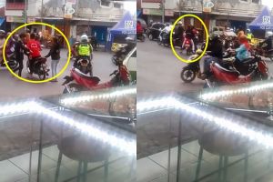 Aksi pemotor bonceng 3 loloskan diri dari tilang polisi ini nekat abis