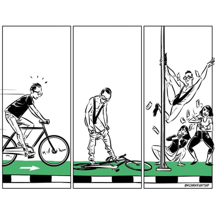 6 Meme jalur sepeda di Jakarta ini kocaknya bikin kamu ketawa zig-zag