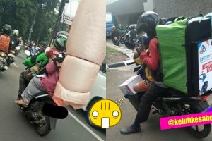 10 Potret driver ojek online bawa penumpang & barang besar ini maksa