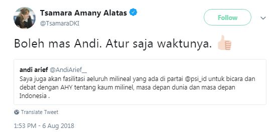 Tsamara Amany terima tantangan debat dengan AHY, begini reaksi netizen
