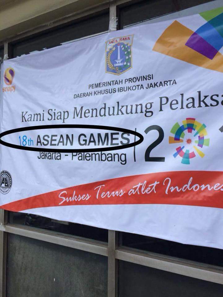 Viral spanduk Asian Games 2018 salah tulis, begini reaksi netizen
