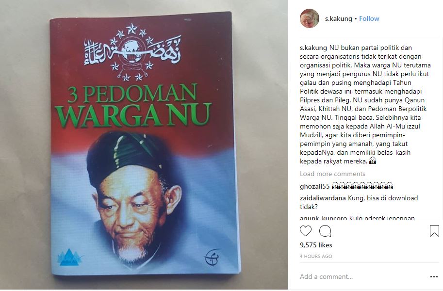 Ada yang bawa-bawa sikap NU di Pilpres 2019, ini cuitan tegas Gus Mus