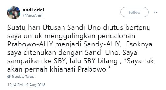 Andi Arief blak-blakan, Sandiaga minta dirinya gulingkan Prabowo-AHY