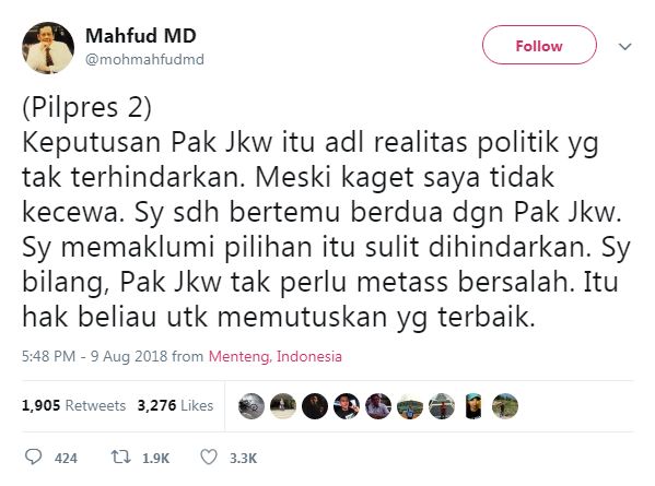 Ini 5 ungkapan hati Mahfud MD pasca batal dipinang Jokowi, bikin adem