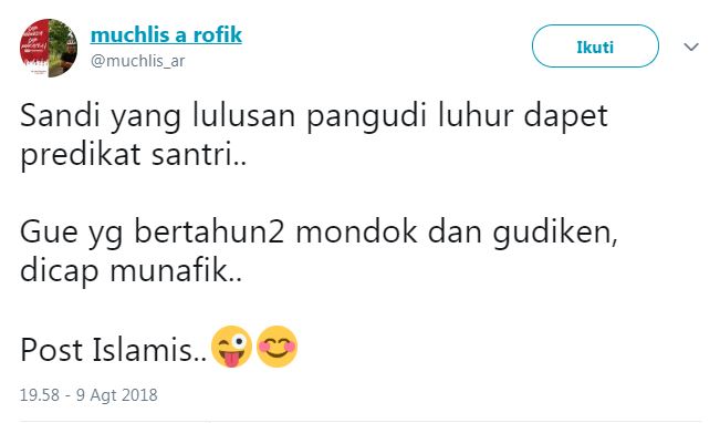 PKS sebut Sandiaga sebagai 'santri', ini reaksi menohok warganet