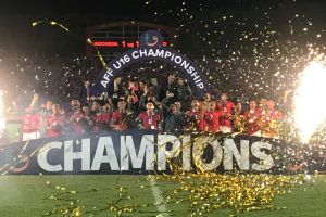Momen suka cita Indonesia menjuarai Piala AFF U-16, kado HUT ke-73 RI