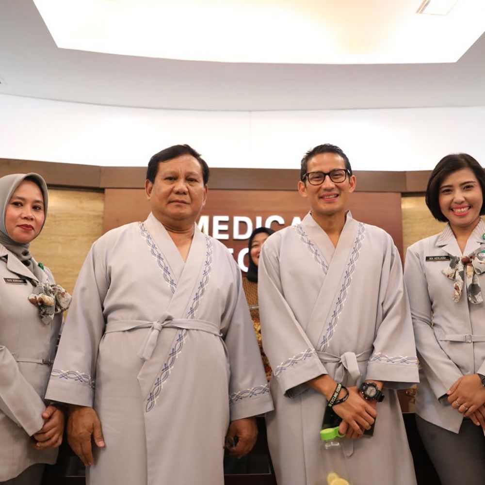 Prabowo & Sandi jalani tes kesehatan, infused water Sandi jadi sorotan