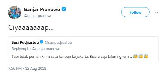 Ganjar Pranowo pamer makan ikan, reaksi Menteri Susi ini kocak abis