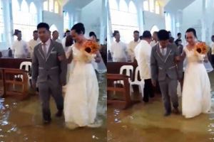 Kisah pernikahan di tengah banjir ini bukti cinta sejati itu nyata