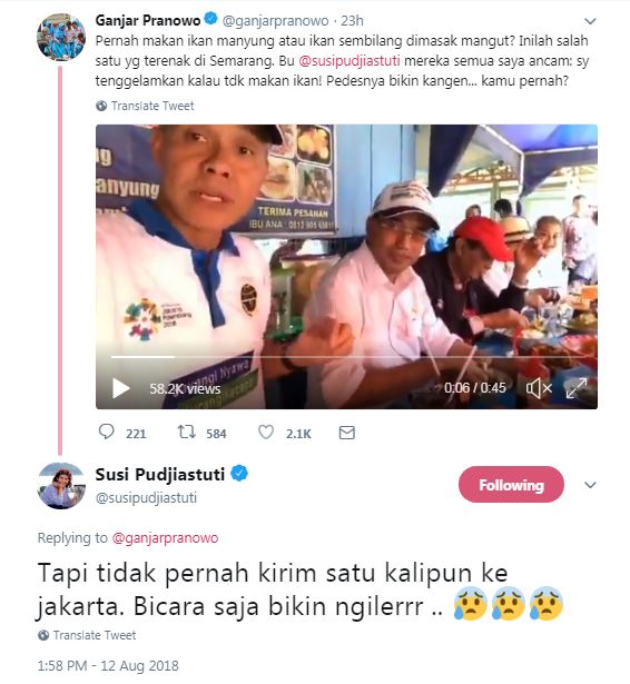 Tepati janjinya, Ganjar kirim masakan ikan manyung ke Susi Pudjiastuti