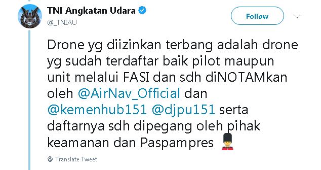 Ini senjata TNI AU tembak drone liar di pembukaan Asian Games 2018